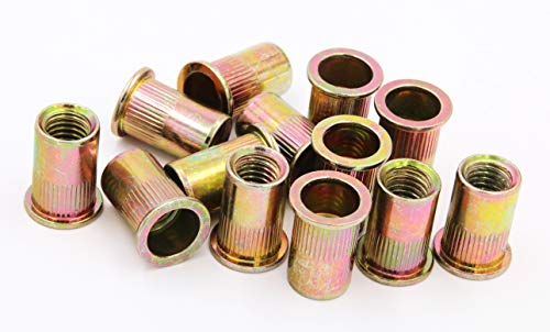 Zinc Plated Carbon Steel Rivet Nut Flat Head Insert Nutsert Pack Of 50 (1/2-13) #TOP1