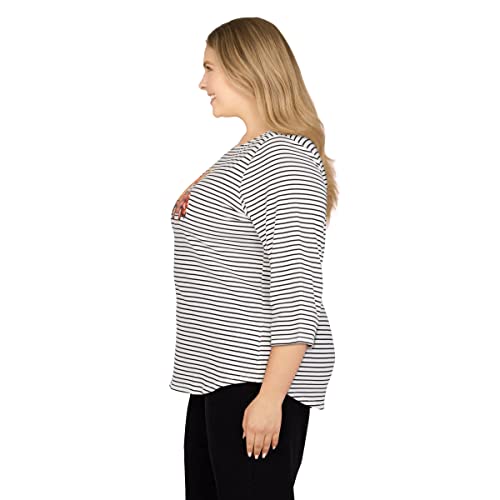 Ruby Rd. Womens Plus-Size Fall Stripes Top Alabaster Multi Size 3X #TOP3