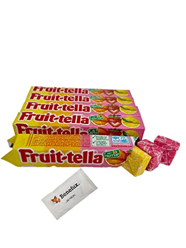 5x Fruit-tella Sommerfrüchte Kaubonbons + gratis Benefux. Erfrischungstuch Cover