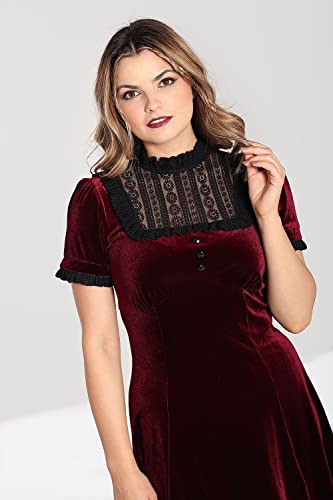 Hell Bunny 1950'S Style Caroline Mini Wine Velvet Burgundy Dress (As1, Alpha, 5X, Plus, Regular, 5X) #TOP3