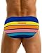 MIZOK Men's Sexy Prints Swimming Bikini Low Rise Swimwear Brief Blue L