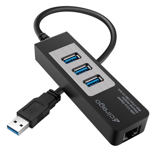 Adaptador Cirago USB 3.0 a Gigabit Ethernet con concentrador USB 3.0 de 3 Puertos