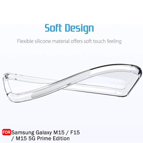 Image of TheGiftKart Back Cover Soft Case for Samsung Galaxy M15 / F15 / M15 5G Prime Edition | Best Camera Protection | Inbuilt Dust Plugs & Anti-Slip Grip | Ultra Clear Back Cover (Silicone, Transparent)
