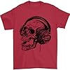 Skull Headphones Gothic Rock Music DJ Mens T-Shirt 100% Cotton Red 2XL #4