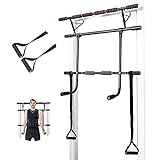 COSTWAY Klimmzugstange für den Türrahmen ohne Bohren, Pull Up Bar mit Reckstange und Zugseil, Dip Bar bis 200 KG belastbar, Reckstange fürs Krafttraining beim Heimworkout, Türreck schwarz