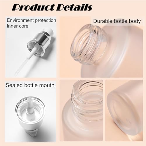 3Packs Transparent Cosmetic Container Jar Vials with Silver Cap Empty Refillable Frosted Glass Pump Bottles Travel Glass Lotion Bottle For Cosmetics, Lotion, Body Cream, Sanitizers, Cream 2oz3