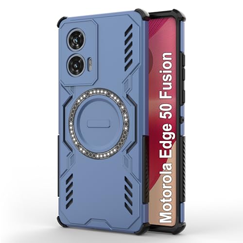 Image of Zapcase Back Case Cover for Motorola Edge 50 Fusion | Magnetic Case with Built-in Metal Ring | Supports MagSafe Charger, Wallet & Car Mount | Shockproof Hybrid PC + TPU | Blue