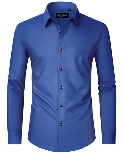 Image of Alimens & Gentle Men's Dress Shirts Long Sleeve Wrinkle Free Stretch Business Casual Wedding Button Down Shirt