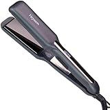 Heysam Professional Hair Iron, Wide Flat Iron Hair Straightener and Curler 2 in 1, Portable Dual Voltage Straightening Ceramic Flat Iron 1.6-Inch for Thick Hair, 30S Fast Heating, LCD Display