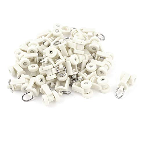 Plástico Blanco Riel Cortina Raíl Rodillos 12mm Rueda De Diámetro 40 Unidades