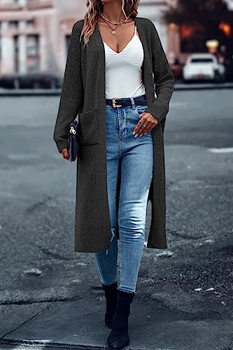 Image of Danedvi Long Cardigan Sweaters Women Trendy Open Front Coat with Pockets