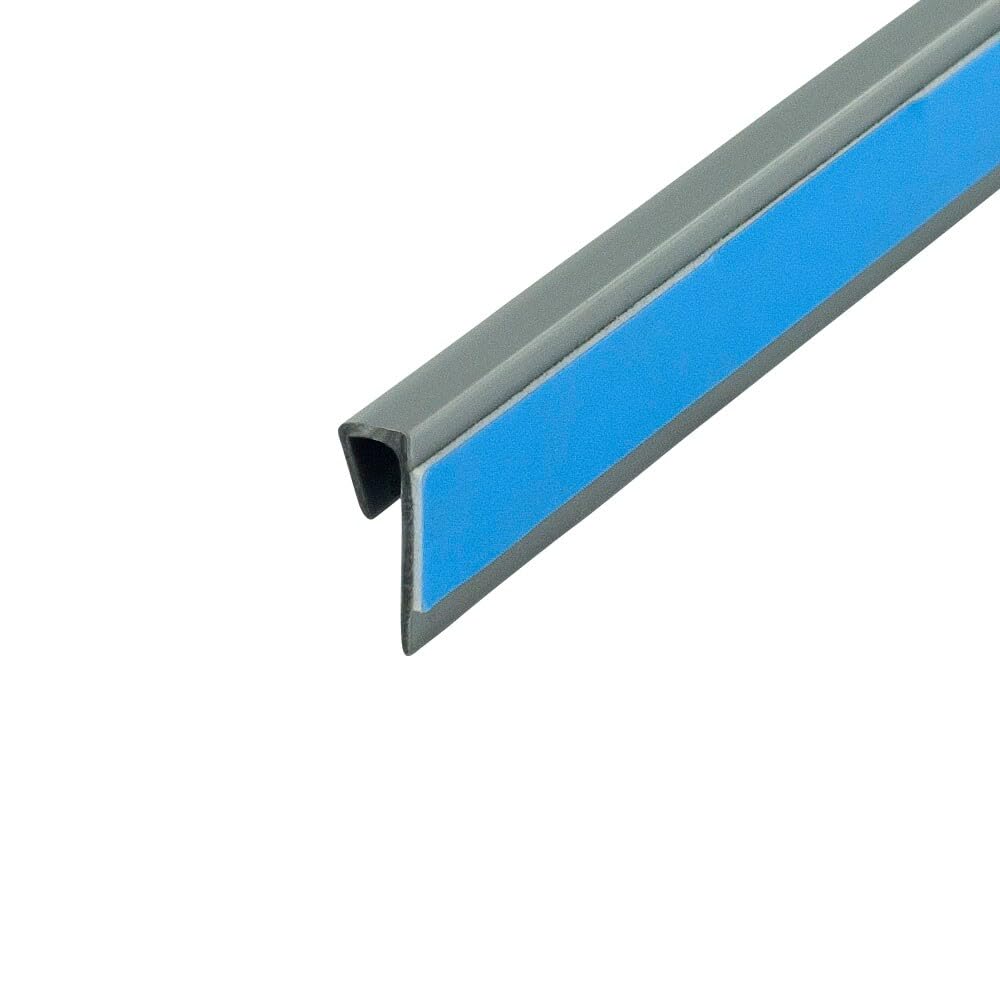 Outwater Plastic J Channel Fits Material 1/8 Inch Thick Silver PVC Cap Moulding with Adhesive 8 Foot Length Commercial Pack (Pack of 25, 200 Feet Total)