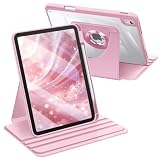 Fintie 360 Degree Rotating Case for iPad (A16) 11th Generation 11 Inch (2025), iPad 10th Generation 10.9 Inch (2022) - Swiveling Protective Stand Clear Back Cover with Pencil Holder, Baby Pink