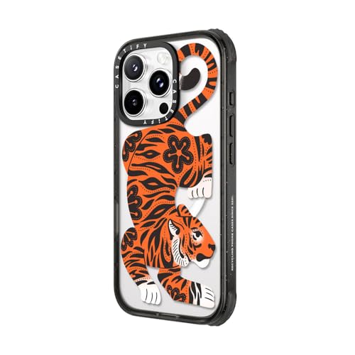 Coque iPhone 16 Pro Max ultra résistante et fine au design tigre noir transparent