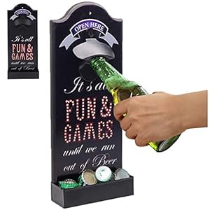 ZNEU Wandmontage flesopener met dopvanger, vintage houten bierflesopeners eenvoudig te installeren, flesopener te…