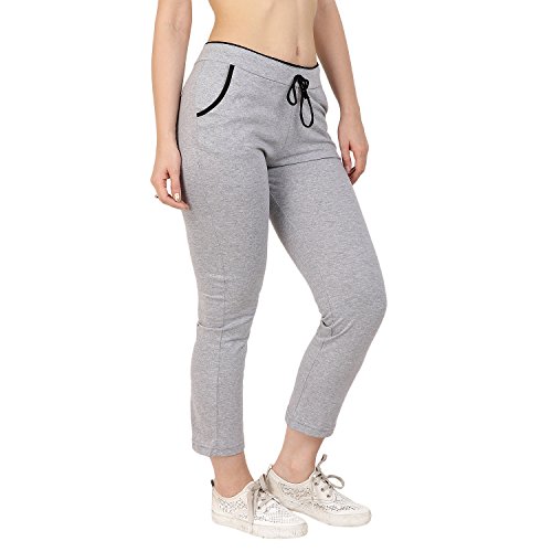 Image of Women's Cotton Track Pants (Grey & Black, Pack of 2)