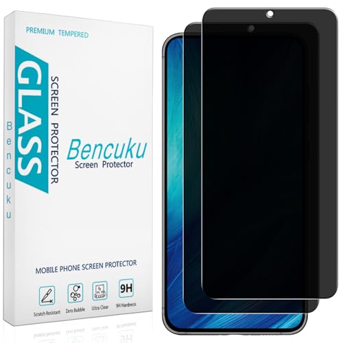 Bencuku 2 Pack Privacy Screen Protector for Samsung Galaxy S25 Anti Spy Tempered Glass Support Fingerprint Unlock Anti Scratch Bubble Free