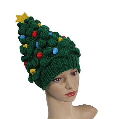 BIBITIME. Christmas Tree Star Beanie Knit Hat Colorful Knot Santa Cap Adult/Kid4