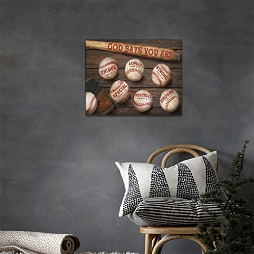 Baseball Wall Art Sport Baseball Pictures Wall Decor God Says You Are Painting Canvas Prints Framed Modern Artwork For Living Room Bedroom Bathroom 12"X16" #TOP1