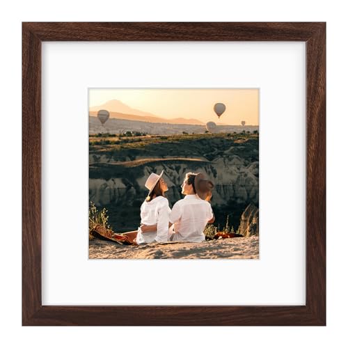 12x12 Picture Frame with Mat for 8x8 Picture, Dark Brown, 1 Pack