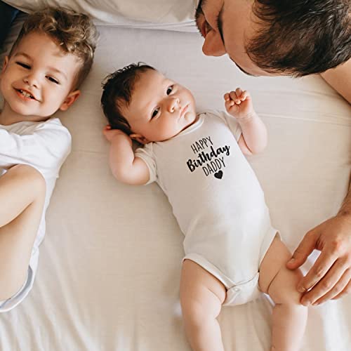 Printique Onesie Organic Baby One Piece Short Sleeve Bodysuit, 0-12 Months - Happy Birthday Daddy (Black, 3-6 Months) #TOP3