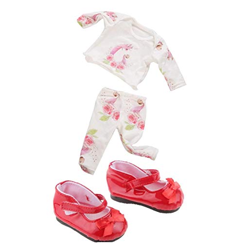 2 Juegos De La Muñeca De Ropa Y Accesorios Con Elementos De Estilo Popular De Vestir Princesa De 18 Pulgadas American Girl Muñeca De La Muchacha Zapatos De La Muñeca Del Bowknot Rojo 1 Par (2 Piezas)