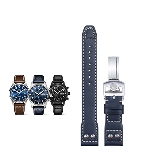 Bracelet de montre à rivets en cuir 20mm compatible IWC Mark 18 Portofino