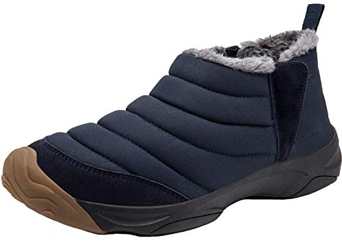 [visionreast] 23.0-28.0cm スノーシューズ サイドジップ 防寒靴 メンズ レーディス 防滑 防水 スノーブーツ ショート 軽量 ブーツ 暖かい ムートンブーツ 厚底 冬用 短靴 アウトドア 雪靴 綿靴 ブルー/28