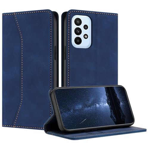 Mo-Beauty Coque Samsung Galaxy A32 4G, Coque Cuir Samsung A32 4G, Galaxy A32 4G Coque, Etui Protection Housse en Cuir PU, Pochette Flip Case Porte Carte Magnétique Étui pour Samsung A32 4G(Bleu)