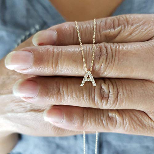 14Kt Gold Genuine Natural Diamond Letter Initial Pendant Necklace 14Kt Gold Genuine Natural Diamond Letter Initial Pendant Necklace