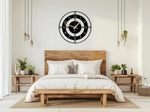 Image of Wall Clock Stylish Metal Analog Wall Clock for Living Room, Bedroom, Office, Kitchen, Home and Hall | Antique Fancy Big Size Modern Wall Watch (Black(DA-184), 50 CM)