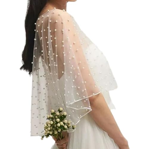 Graceful Sheer Lace Shawl Adorned With Pearls Designed For Bridesmaids And Formal Event Complements Any Dress Styles4