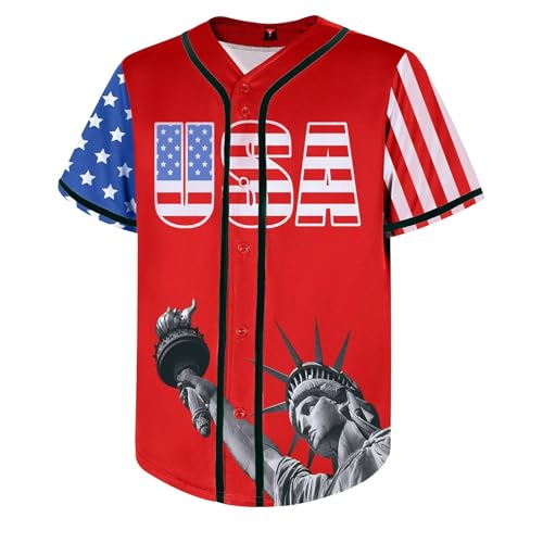 Camiseta de béisbol USA Baseball 4th of July para hombres y mujeres, diseño de bandera de América miniatura 2