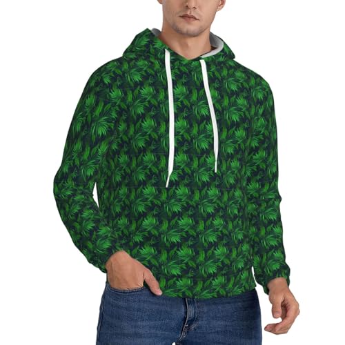Sweat à capuche unisexe plantes tropicales vertes avec poche kangourou confortable