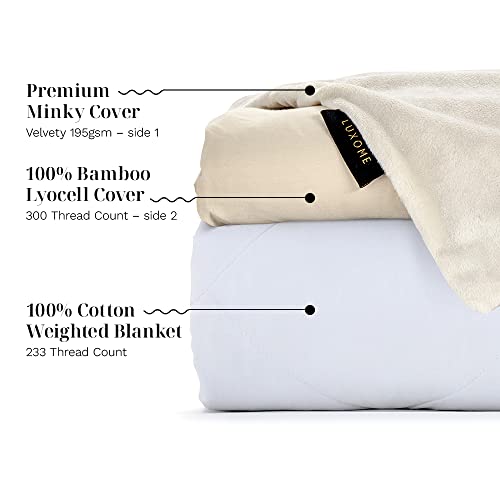 LUXOME Luxury Weighted Blanket for Adults | Includes Cover | 18 lbs | 60"x80" | Queen Size | Beige - Image 3