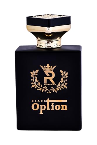 Image of Ruhvana's Option Black Perfume Spray for Women - 100ml Oriental Vanilla Long-Lasting Fragrance|Apparel Parfum| Fruity & Floral|vanilla, patchouli, cedar, and cashmere wood| Perfect For Gift|Eau De Parfum | Premium Long-Lasting Attar Perfume Oil for Daily & Special Use