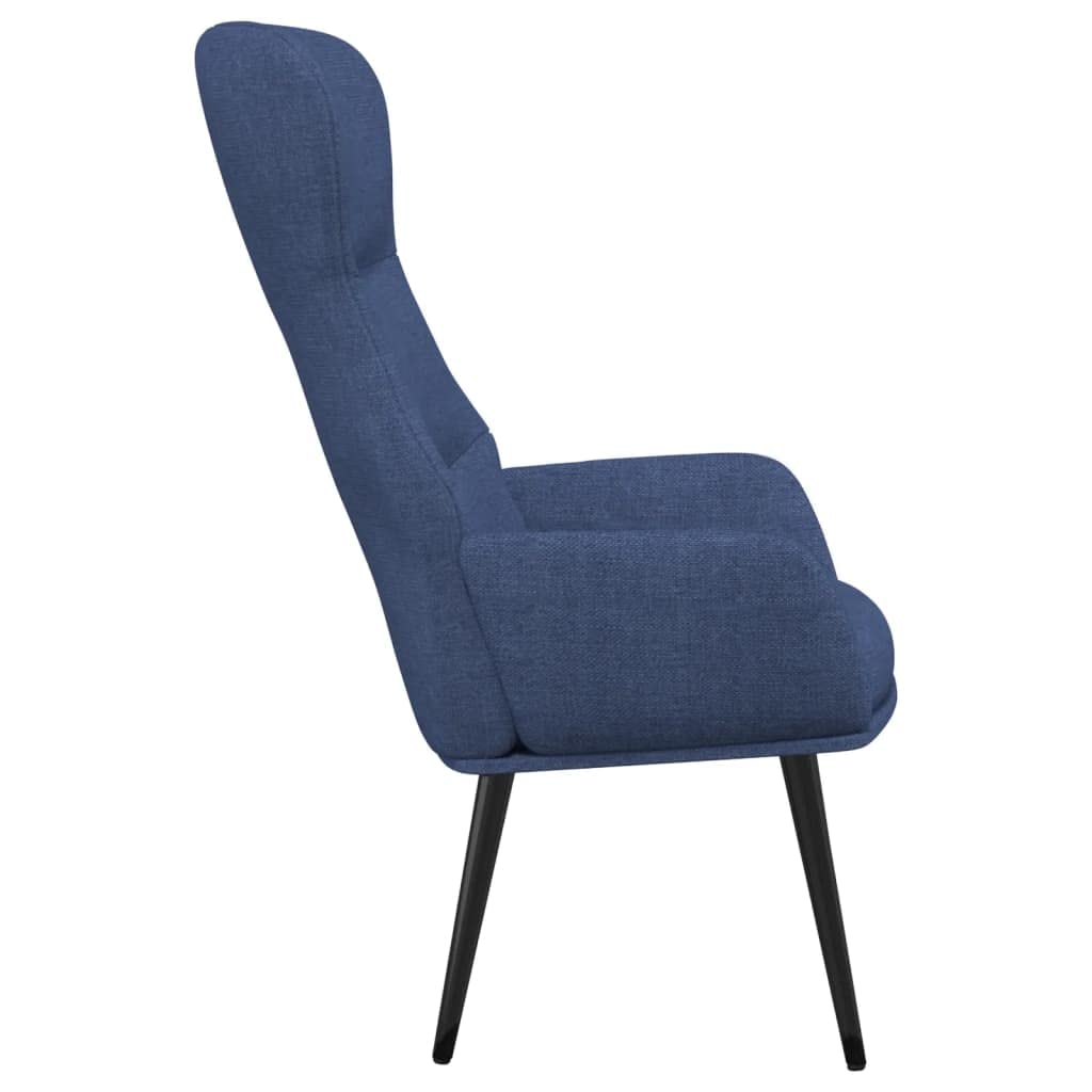 Poltrona relax in tessuto blu con braccioli | Struttura in metallo robusta, rivestimento morbido, imbottitura ottimale, sedia da salotto stabile