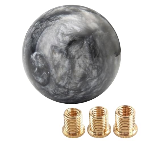 WENJTP Marble Style Round Ball Shift Knob - Universal Fit for 5 & 6 Speed Manual/Automatic Vehicles, with 3 Adapters HTRACING (Dark Grey)