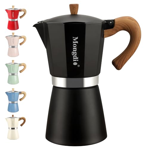 Mongdio Stovetop Espresso Maker Moka Pot, Cuban Coffee Maker Stove top coffee maker Moka Italian Espresso Greca Coffee Maker Brewer Percolator, 12 Espresso Cups, 20 oz - Black
