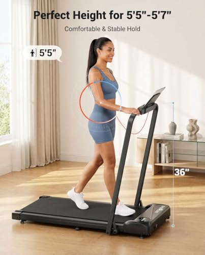 Image of THERUN Walking Pad with Handle Bar, Walking Pad Treadmill for Home, Compact Treadmills with APP, Under Desk Treadmill with 10% Manual Incline, Portable Treadmill with Quiet Core