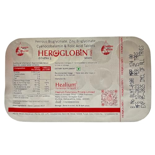 Image of Daily Ferrous Bisglycinate Zinc Bisglycinate Cyanocobalamin & Folic Acid Tablets | Iron Supplement for Anemia | Improves Hemoglobin levels and Fatigue (Pack of 4) - 60 Tablets