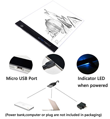 A5 5.8 X 8.2 Inch Ultra-Thin Portable Led Light Box Tracer Usb Power Cable Dimmable Brightness Artcraft Tracing Light Pad Light Box W 5D Diamond Painting Tool Set #TOP2