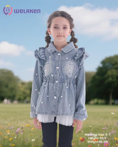 WELAKEN Girls Denim Jackets – Trendy Button-Up Outerwear for Kids2