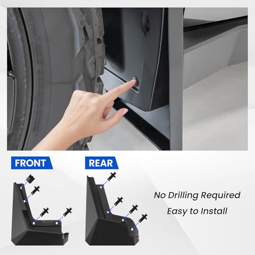 Image of BarBaren for Tesla Cybertruck Mud Flaps 2024, 4 PCS Splash Fender Compatible with Cybertruck Accessories 2024+, PP+TPO Mud Guards Front & Rear Tire All Weather Vehicle Sediment Protection