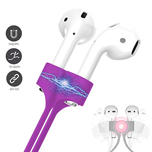 Image of Ultra Strong Magnetic Airpod Pro Strap Anti-Lost Cord Sports Lanyard Compatible with Airpods 3rd 2nd Generation Pro 3 2 1 (Purple)