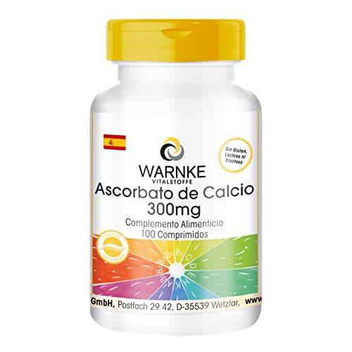 Ascorbato de calcio 300mg – Vitamina C no ácida – Vegana – 100 comprimidos | Warnke...