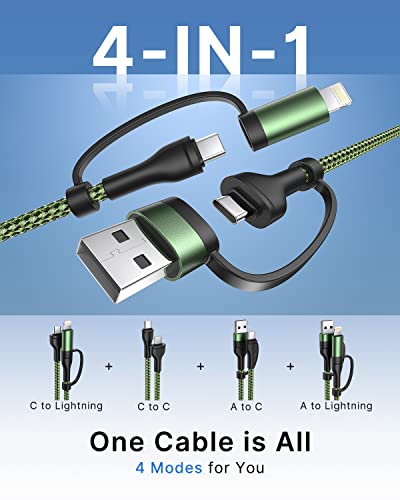Image of XUDUO Lightning Cable 4 in 1 Charging Cable iPhone Charger, USB C Charger USB A /C to C /L Fast Multi Charging Cord for iPhone 16 15 14 Pro Max /MacBook /iPad Pro /SamSungS24 for Multiple Devices