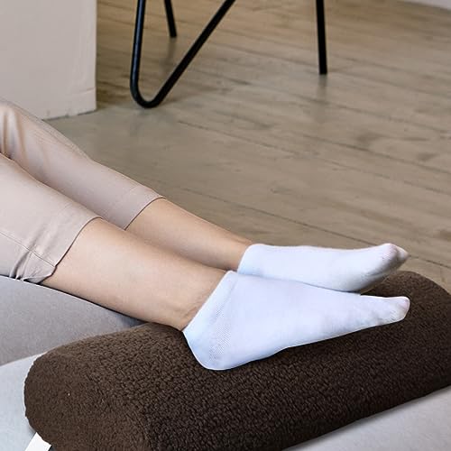 Wesiti Recliner Foot Pillow Cushion High Resilience Sherpa Memory Foam Bolster Sleeping Rest Multipurpose Half Roll Leg Pillow Suitable for Bed Chair Sofa Headrest Back Lumbar Leg Support(Chocolate)