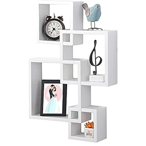Furniture Cafe® Intersecting Floating Wall Mounted Shelf Storage Shelves Kitchen Shelves Wall Decoration for Living Room…
