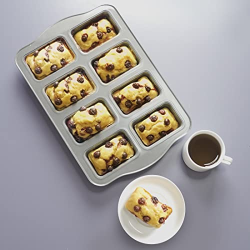 Homow Non-Stick Bakeware Brownie Bar Baking Pan, Mini Loaf Pan, Square Cake Pan, 8-Cavity (14" X9.4''X1.2) #TOP4